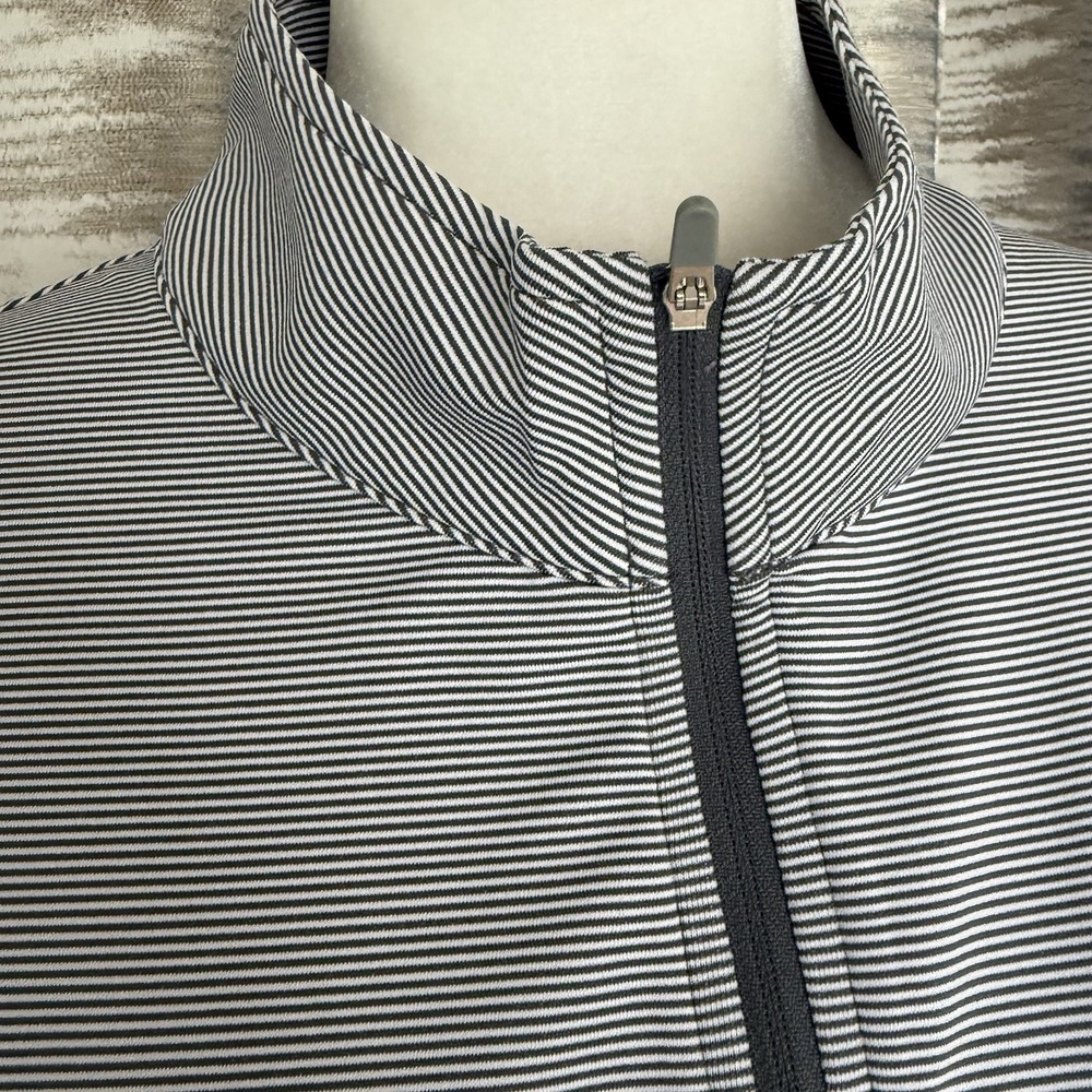 Peter Millar MPS Design Perth Stripe Performance Quarter-Zip Gray White Mens XL - Picture 3 of 9